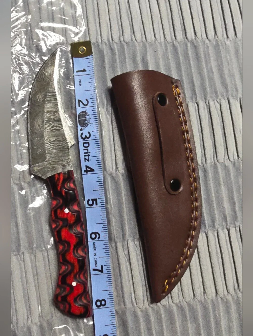 Damascus Fixed Blade Knife with Brow Sheath